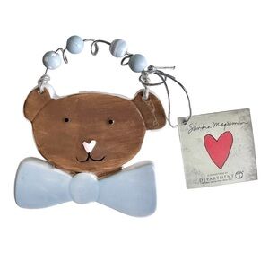 Department 56 Sandra Magsamen Bear Ornament Plaque Wall Hanging Teddy Blue Bow